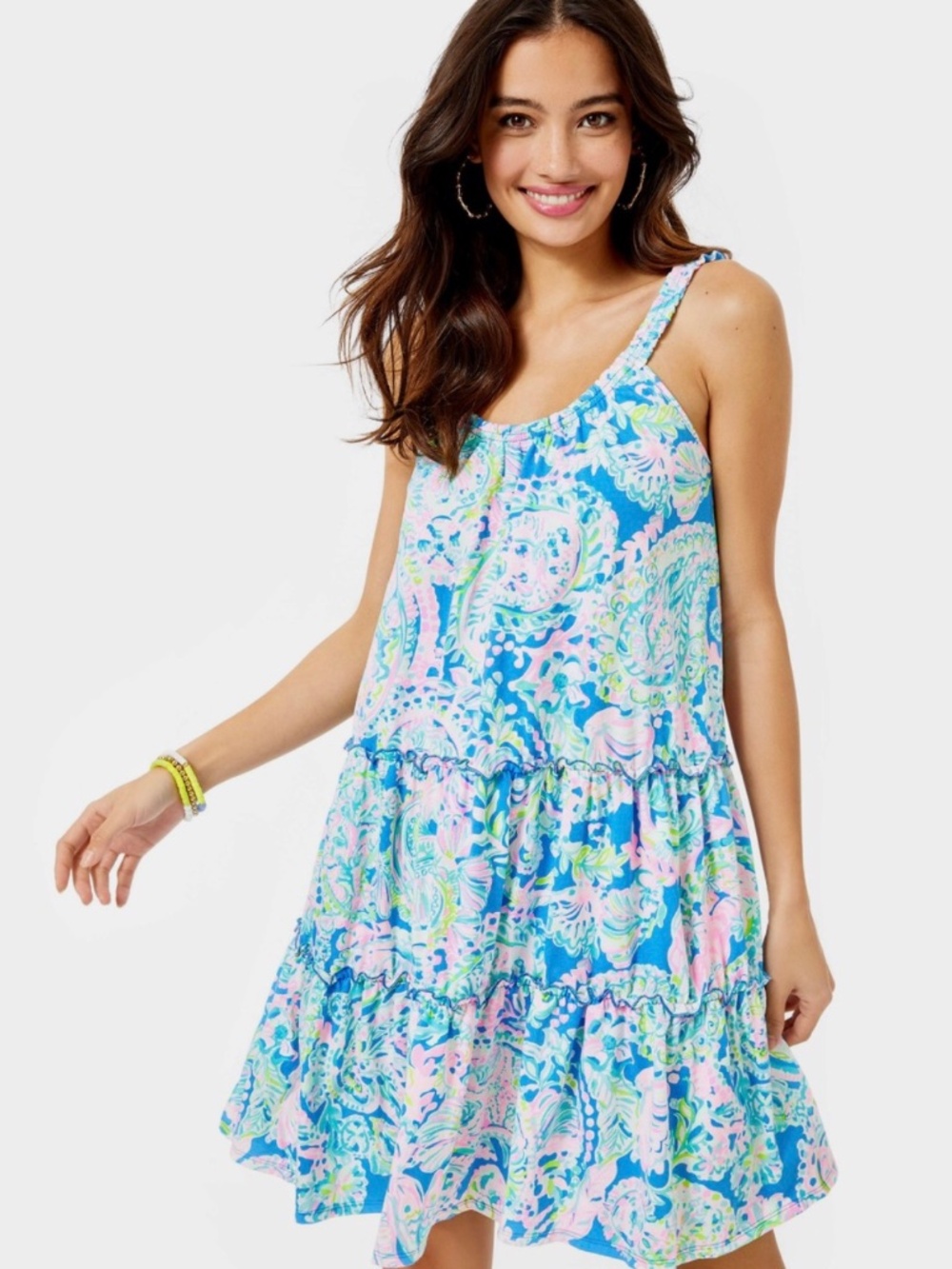 Lilly Pulitzer Dream Team Loro Swing Dress XXL 100% Cotton Coastal Garden Party